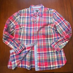 Talbots Plaid Button Down Shirt Size Large Petite